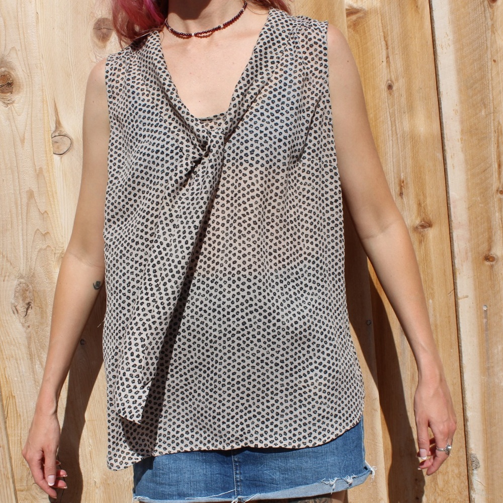 Light Brown + Black Pattern Sheer Blouse 👚